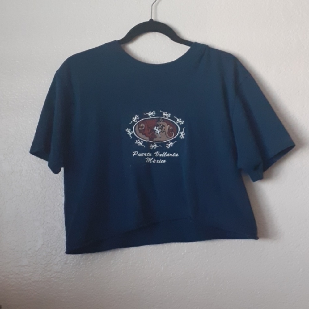 Navy Blue Crop Top